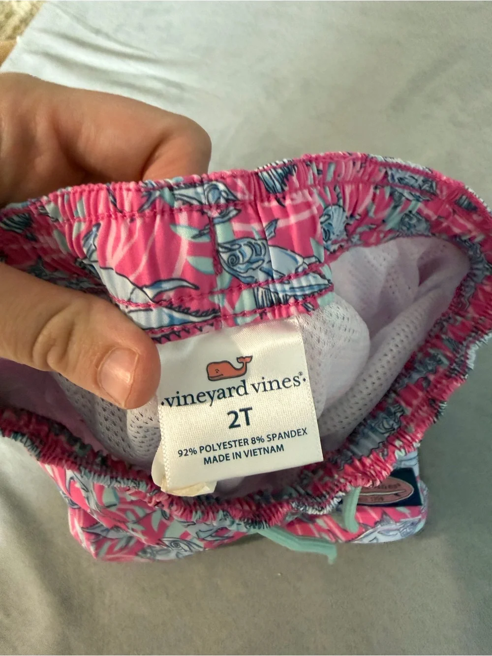 Vineyard Vines Pink Fish Print Swim Trunks